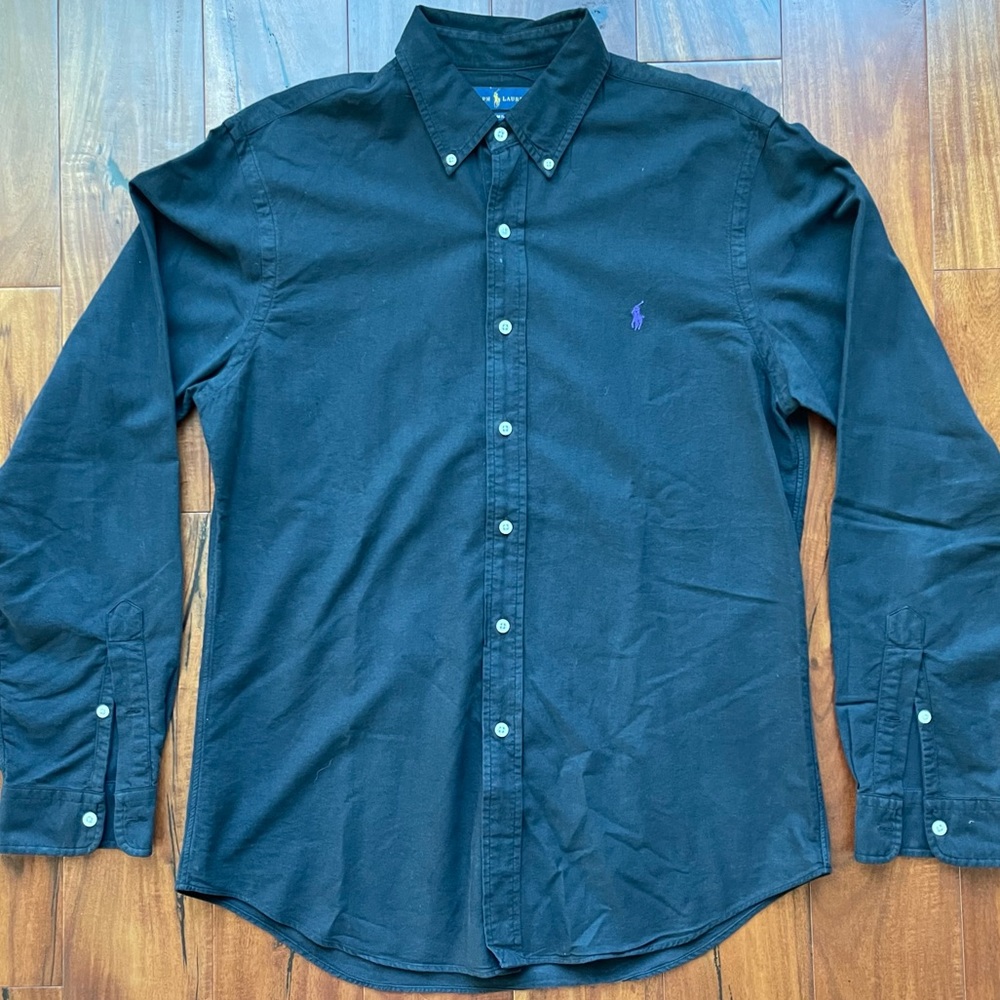 Ralph Lauren Shirt Large Black Slim Fit